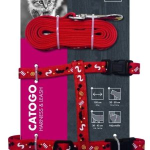 CATOGO CAT  Set Set Arnés+correa gato  (Rojo)