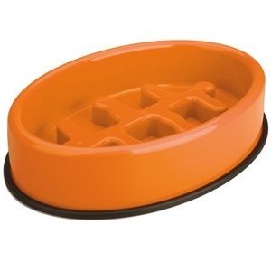 Fishbone Slow Feed Oval Bowl 27.5x19.7x6 cm (M Pets)