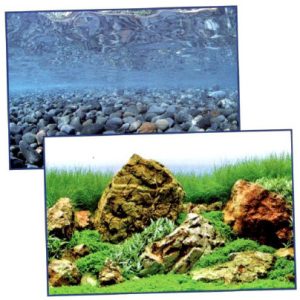 Fondo decorativo Rocas sobre fondo azul / Acuario plantado 58 cm (1 metro) (Wave)