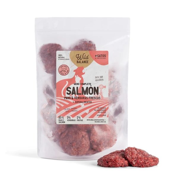 Menú BARF de Salmón con verduras frescas para gatos