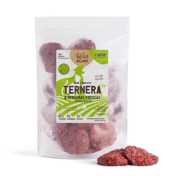 Menú BARF de Ternera con verduras frescas para gatos