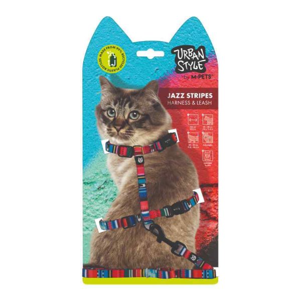 URBANSTYLE Jazz Stripes Cat ECO SET (arnés y correa)